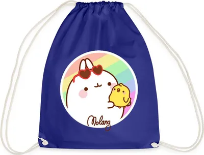 Produktbild von Spreadshirt Molang Piu Piu Regenbogen Turnbeutel, One size, Königsblau