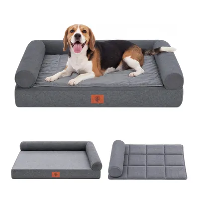 Immagine prodotto di GTPLAYER - Cuccia per cani, 85x55x14 cm, imbottitura in schiuma a forma di guscio d'uovo con sistema di alleggerimento della pressione, cuccia impermeabile e lavabile con tappetino 2-in-1 per raffreddamento/riscaldamento