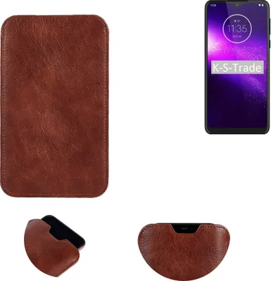 Produktbild von K-S-Trade Schutzhülle Handyhülle kompatibel mit Motorola One Macro Handytasche Kunstleder Sleeve in braun