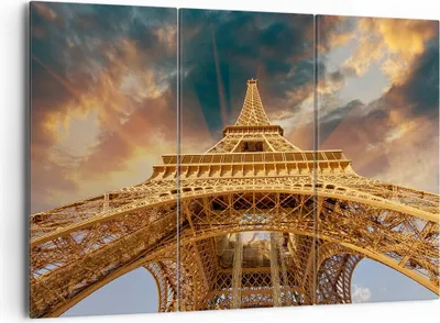 Produktbild von Bild auf Leinwand - Leinwandbild - Eiffle Architektur Paris - 165x110cm - Wand Bild - Wanddeko - Leinwanddruck - Bilder - Kunstdruck - Wanddekoration - Leinwand bilder - Wandkunst - CE165x110-2437