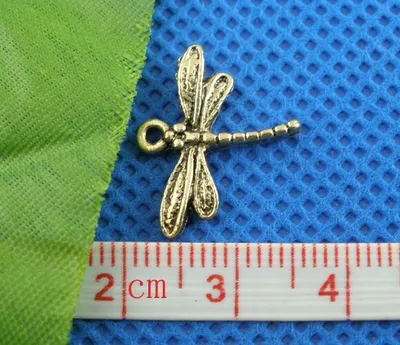 Produktbild von Anhänger für Charm / Kette, Libelle, 15 x 17mm, altgold (4 Stück)