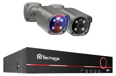 Image de Système de vidéosurveillance, détection de mouvement par IA, interphone, 2 caméras 8MP 8 canaux, 1 To
