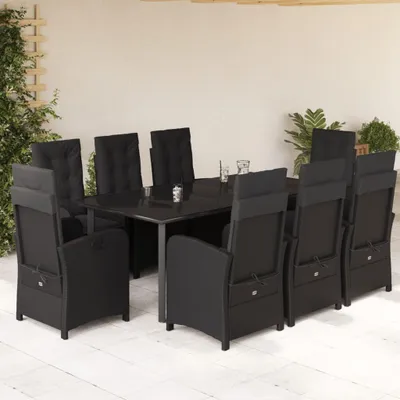 Obrázok produktu pre Elegantný štýl záhradného nábytku sada balkónového nábytku 9-dielna záhradná jedálenská súprava s vankúšmi čierny polyratan - súpravy záhradného nábytku Hommie5287473 6parcel
