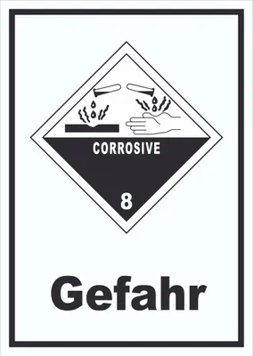 Produktbild von Schild Ätzende Stoffe Gefahr Corrosive hochkant A5 (148x210mm)