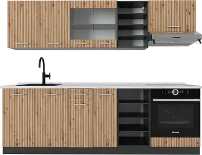 Produktbild von Küchenzeile Vicco R-Line Artisan Eiche/Anthrazit 240 cm , AP Marmor, Model 48965