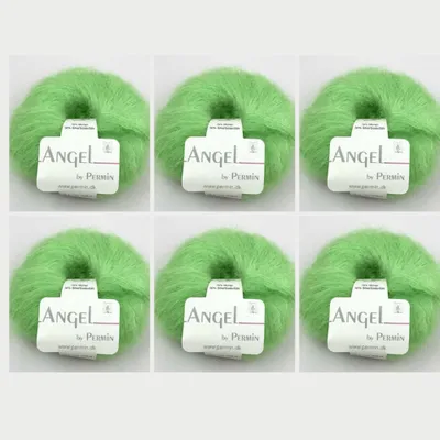 Obrázok produktu pre 6x Angel by Permin – Luxusná priadza z detského mohéru a hodvábu (70/30) (107 žltozelená)