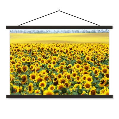 Produktbild von MuchoWow® Textilposter Sonnenblume - Blumen - Natur 90x60 cm mit schwarzem Rahmen - Aufhängungssatz