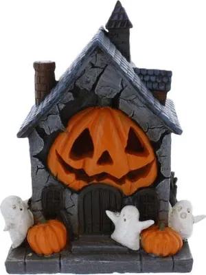 Produktbild von LED Halloweenhaus mit Kürbis - ca. 18 x 12,5 x 22 cm