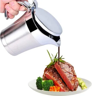 Obrázok produktu pre Dvojstenná nerezová kanvica na omáčky s objemom 750 ml pre kuchyňu a domácnosť