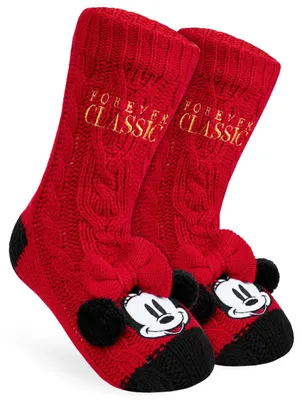 Produktbild von Disney Kuschelsocken Damen Teenager mit 3D-Ohren Größe 35–41, Flauschig Rutschfe