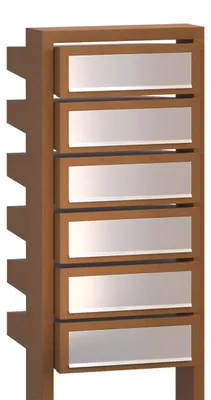 Produktbild von Briefkastenanlage Stairs for Six in Rost mit Edelstahlklappe