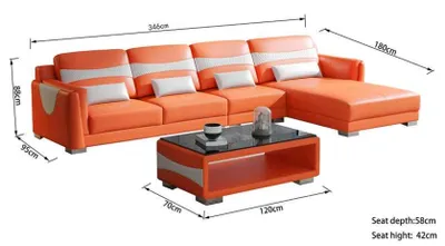 Produktbild von Luxus Eckgarnitur Ledersofa Ecksofa L Form Liege Couch Sofa Grau Neu
