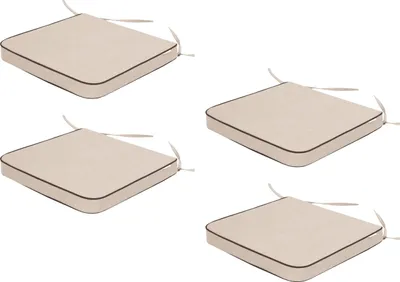 Produktbild von Gartenkissen-Set Masza – 4er-Set (je 48×45 cm), abnehmbarer Bezug, wetterfest, beidseitig nutzbar, mit Bändern & Gummizug | PillowPrim