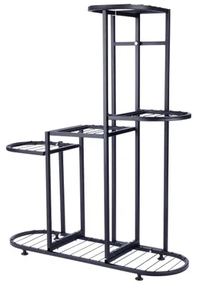 Obrázok produktu pre Kvetinový stojan - regál na kvety - 5 úrovní - kovový - samostatný - čierny - 84,5 cm