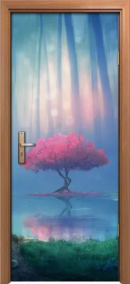 Produktbild von Türposter 80x200 cm Türaufkleber Türtapete Türfolie Klebefolie Landschafts Wald Kirsch Baum im Wald