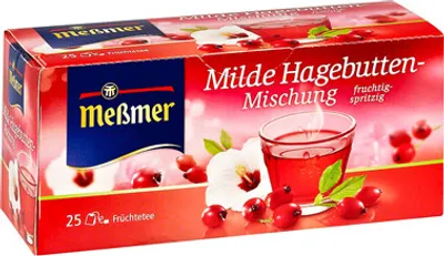 Produktbild von Meßmer Milde-Hagebutten-Mischung fruchtig-spritzig, 25 Teebeutel 12 x 75 g