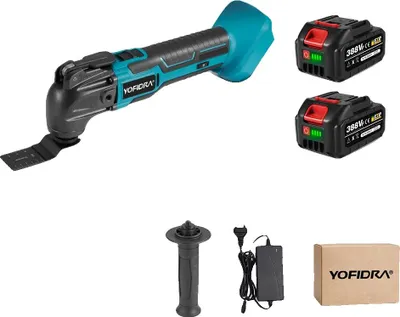 Immagine prodotto di Utensile multifunzione oscillante, 6 impostazioni di velocità, funzionamento a batteria, set di batterie 2x388VF