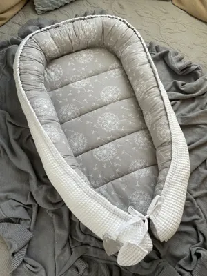 Produktbild von Waffelpique WEIß/ PUSTELBLUME Grau Babynestchen Unterlage SOLO Babynest Wicleklunterlage Reisebett Babydecke Babyausstattung 2 Seitig PREMIUM