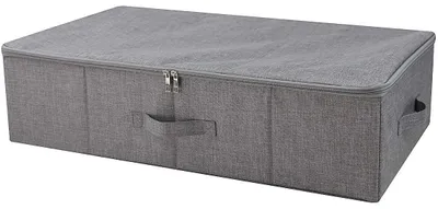 Produktbild von Faltbare Aufbewahrungsbox Unterbettkiste Stoffbox - 70 x 40 x 18 cm - Dunkelgrau - Mit Deckel - Für Schlafzimmer und Wohnzimmer