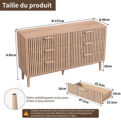 Image de Commode moderne pour chambre à coucher, finition en bois, tiroirs spacieux, de couleur blanche
