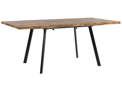 Obrázek produktu pro BELIANI Jídelní stůl, barva světlého dřeva, černé kovové nohy z MDF s prodloužením rozkládací 140/180 x 90 cm, tradiční