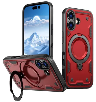 Produktbild von iPhone 17 Hülle - Coverup Armor Back Cover met MagSafe Compatible Kickstand - Rot
