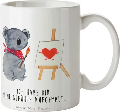 Produktbild von Mr. & Mrs. Panda Trinkbecher Koala Künstler - Weiß - Geschenk, Kaffeetasse, Gefühle, haferl, Zeichnen, Liebe, Tasse, Pott, Bedruckte, Liebesgeschenk