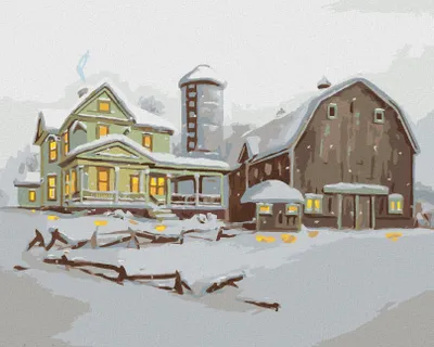 Produktbild von Zuty - Malen nach Zahlen - HAUS MIT SCHEUNE IM WINTER (D. RUSTY RUST), 40x50 cm, ohne Keilrahmen