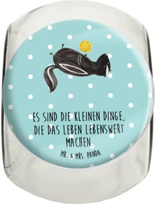 Produktbild von Mr. & Mrs. Panda Teedose Stinktier Ball XL 2000ml - Türkis Pastell - Geschenk, keksdose glas, Weisheit, Wildtier, Kaffeedose, Dekoglas, Stinker, gewürzglas, Glasdose