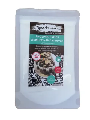 Produktbild von Speisekammer Phosphatfreies Weinstein Backpulver Backtriebmittel 60g /glutenfrei / paleo / ohne Zuckerzusatz