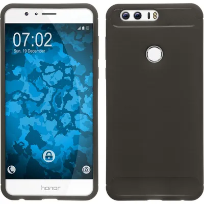 Produktbild von PhoneNatic Case kompatibel mit Huawei Honor 8 - grau Silikon Hülle Ultimate + 2 Schutzfolien