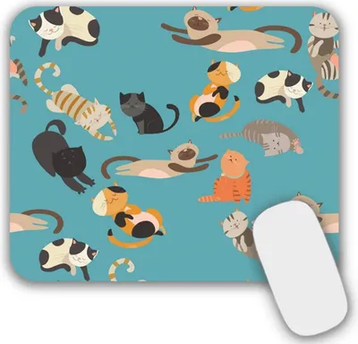 Immagine prodotto di Piccolo tappetino per mouse con design a gatto 24x20 cm, antiscivolo sul lato inferiore e lavabile