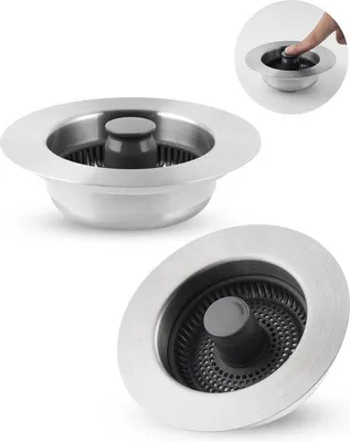 Produktbild von Zwei 3-in-1 Keuchenspülstop, universell einsetzbar, Spülstop für Spüle von 70-86 mm, Edelstahl 304