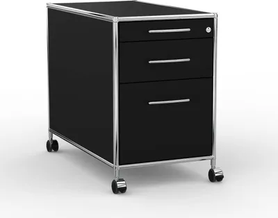Produktbild von VERSEE Rollcontainer 80 cm mit Hängeregistratur – Holz Schwarz – Bürocontainer für Akten