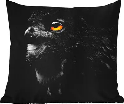 Produktbild von MuchoWow® Outdoor Kissen - Eule - Vogel - Schwarz - Porträt - 40x40 cm - Wetterfest - Lounge Kissen - Kopfkissen - Interieur - Polster mit Bild