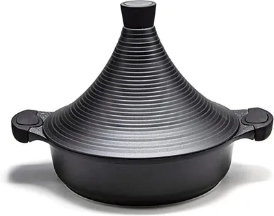 Immagine prodotto di Tajine a induzione con rivestimento antiaderente e manici in silicone, colore nero