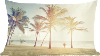 Produktbild von MuchoWow® Zierkissen Sofakissen Wohnzimmer Dekokissen 60x40 cm Meer - Palme - Sommer - Sonne - Strand - Kopfkissen - Polster mit Foto