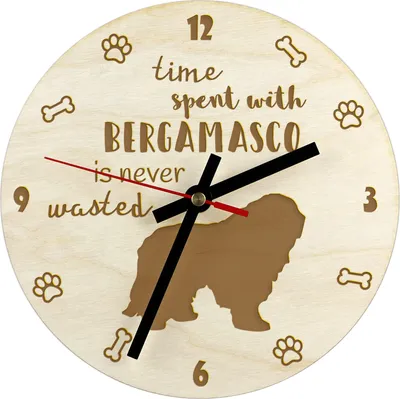 Image de Berger de Bergame - horloge avec chien, horloge en bois gravée, horloge personnalisée Art-Dog