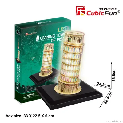 Productafbeelding van Cubic Fun 3D Puzzel LED Scheve Toren van Pisa - 15 onderdelen, leuk om in elkaar te zetten