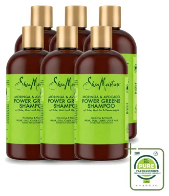 Image de 6 flacons de shampooing Shea Moisture Power Greens Moringa & Avocado, 384 ml - Lot de 6
