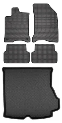 Image de Tapis en caoutchouc + bac de coffre pour Renault Laguna II 2001-2007 (break) – 5 pièces, noirs, sur mesure