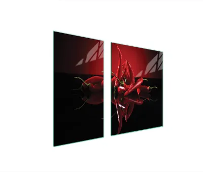 Immagine prodotto di Piastre copri fornelli 2 pezzi 90x52 Copri piano cottura in Vetroceramica tagliere in vetro rosso peperoncino