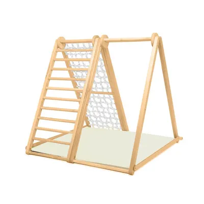 Produktbild von klappbares Klettergerüst aus Holz für Kinder – Indoor Spielgerät mit Sicherheitsmatte – hergestellt in der EU - White Edition