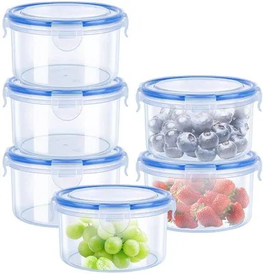 Produktbild von Unyqoos® 6er-Set luftdichte runde Vorratsdosen 300 ml – transparentes, hitzebeständiges Kunststoff, auslaufsicher & stapelbar