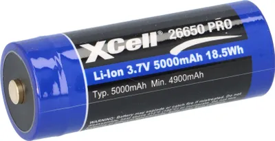 Produktbild von XCell 26650 Li-Ion Akku 3,7V 5000mAh mit PCB Schutz – Hochleistungszelle