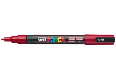Image de Uni Posca PC3M Marqueur peinture rouge foncé - pointe ronde jusqu'à 1,3 mm