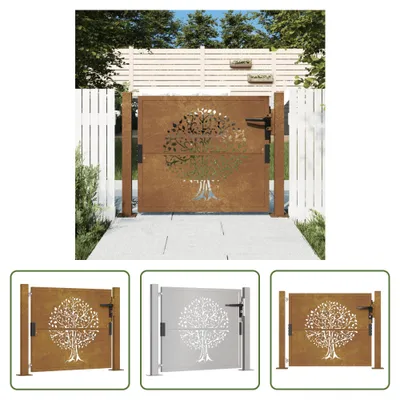 Produktbild von The Living Store Gartentor 105x80 cm Cortenstahl Baum-Design