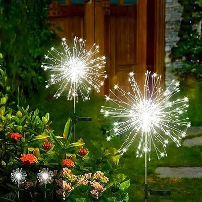 Produktbild von Solar-Gartenleuchten 2er-Set 300 LEDs 8 Modi wasserdicht