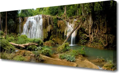 Produktbild von Tulup Leinwand-Bilder 125x50 Wandbild Canvas Kunstdruck Wasserfall Fluss Wald Natur