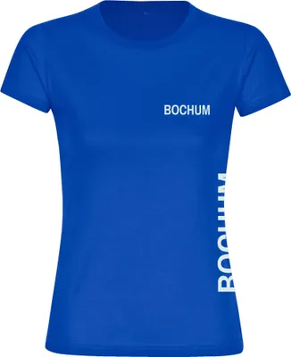 Produktbild von multifanshop Damen T-Shirt - Bochum - Brust & Seite, blau, Größe XL